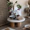 Hello Honey® 15" White Round Elevated Marble & Wood Food Pedestal